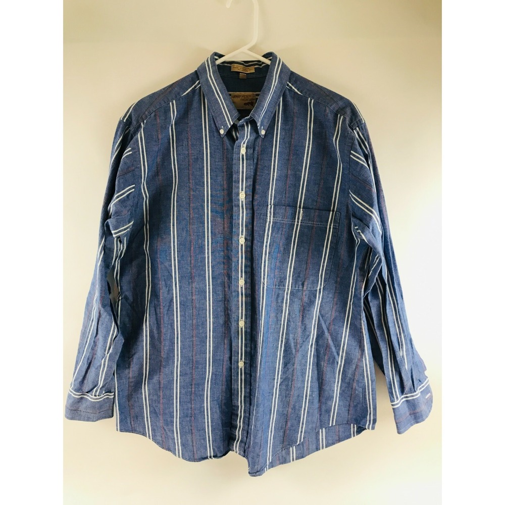The Fox Shirt Men's Size Large Blue Collection Button Down Long Sleeve Vintage